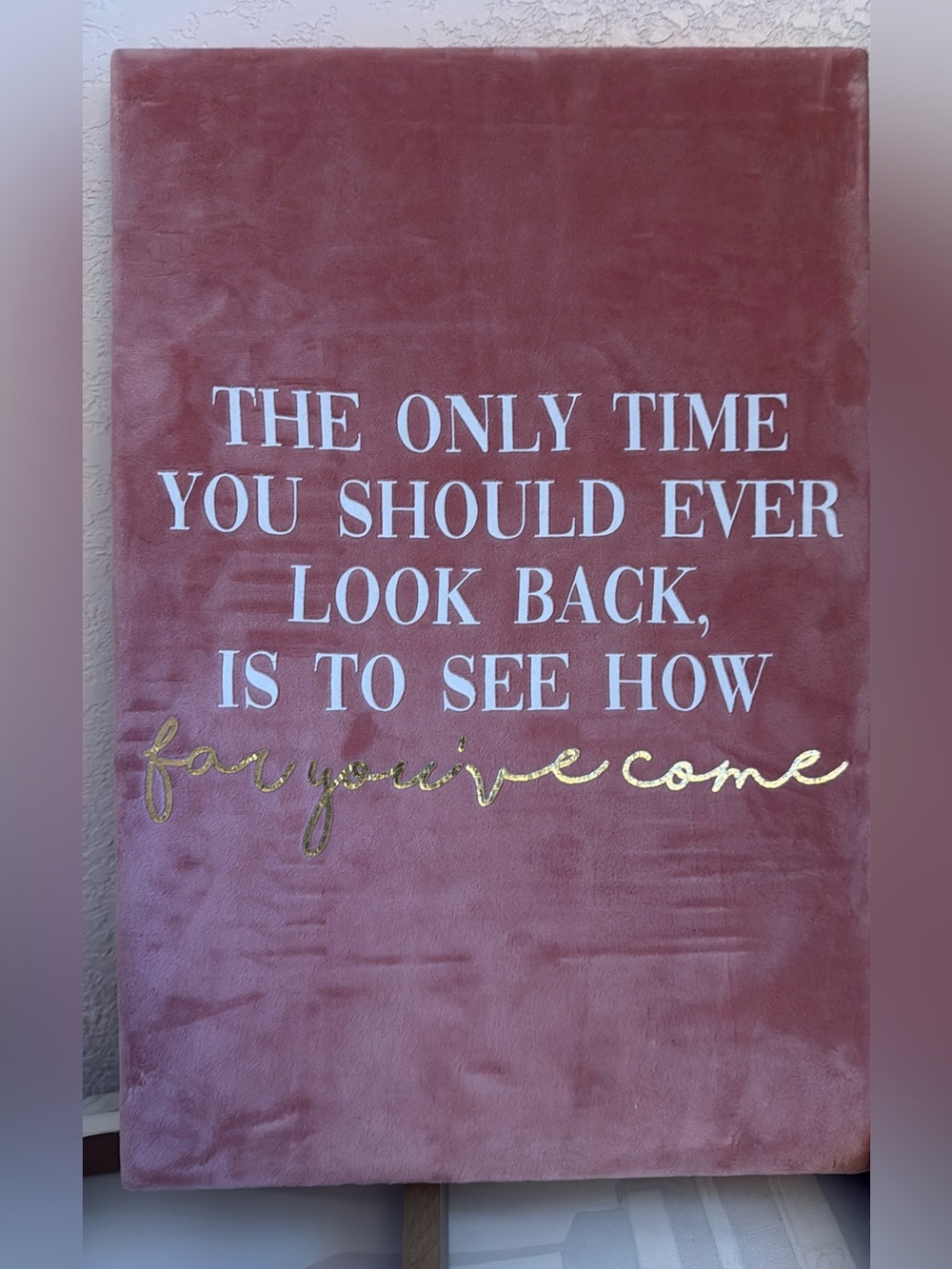 Inspirational Wall Canvas in Dusty Rose with Gold Script